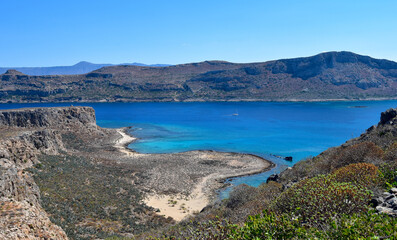 Blick von der Insel Gramvousa auf die Balosbucht in  Kreta (Griechenland)