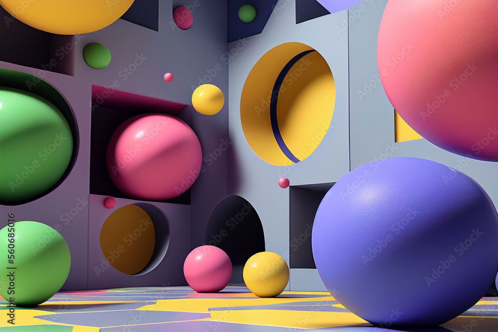 Aufkleber abstract background composition. room with geometrical shapes. trendy minimal interior. created with