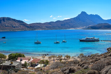 Obraz premium Blick von der Insel Gramvousa auf die Balosbucht in Kreta (Griechenland)