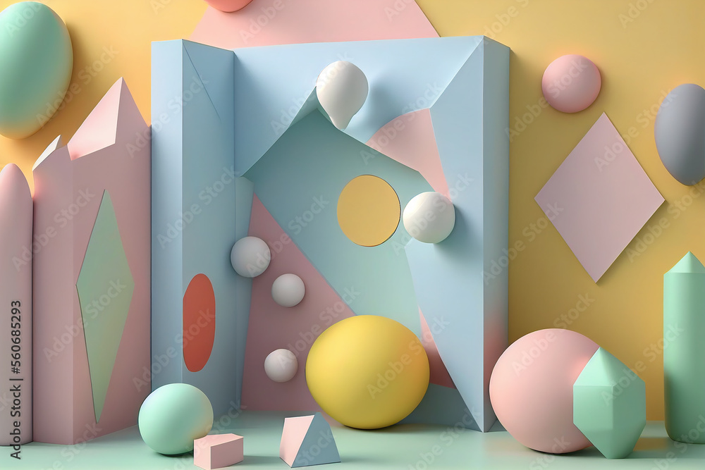 Aufkleber abstract background composition. room with geometrical shapes. trendy minimal interior. created with