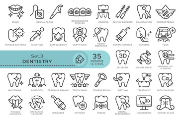 Set of conceptual icons. Vector icons in flat linear style for web sites, applications and other graphic resources. Set from the series - Dentistry. Editable outline icon.	

