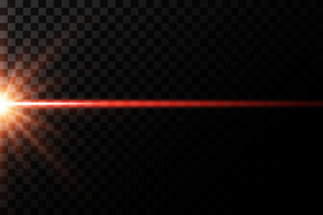 Abstract red laser beams. Isolated on transparent black background.