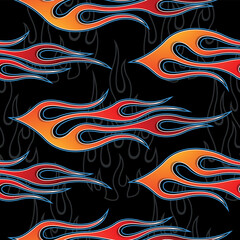 Fire flame seamless pattern vector illustration. Vector fire seamless background for wallpaper, wrapping, packaging, fabric and texture design.