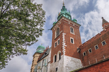 Fototapeta na wymiar Sigismund Tower of cathedral in Wawel Royal Castle in Krakow city, Lesser Poland Voivodeship of Poland