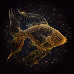 Pisces made from stars, Sign of the Zodiac, generative ai