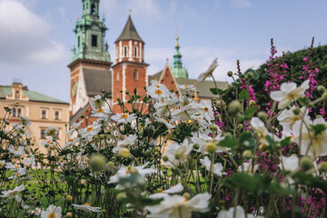 Towers of Wawel Cathedral in Wawel Royal Castle in Krakow city, Lesser Poland Voivodeship of Poland