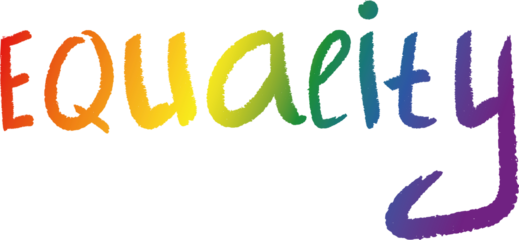 Gender, LGBT Doodle Rainbow Gradient Texture Brushstroke Lettering. Title Equality