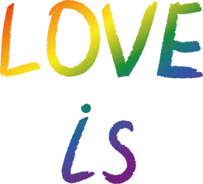 Gender, LGBT Doodle Rainbow Gradient Texture Brushstroke Lettering. Title Love is