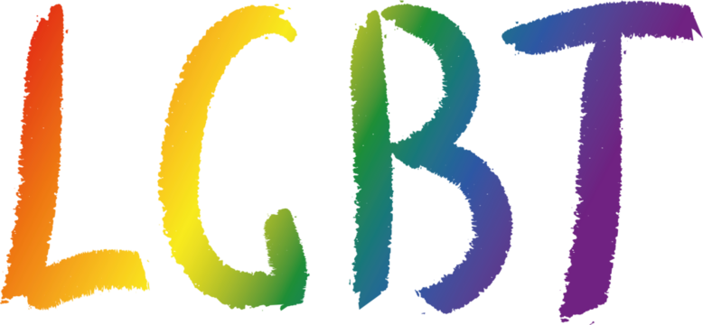 Gender,  Doodle Rainbow Gradient Texture Brushstroke Lettering. Title LGBT