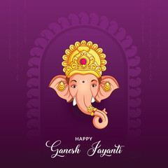 Happy Ganesh Chaturthi Golden festival background 
