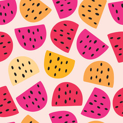 Hand drawn seamless vector pattern with colorful abstract summer berries