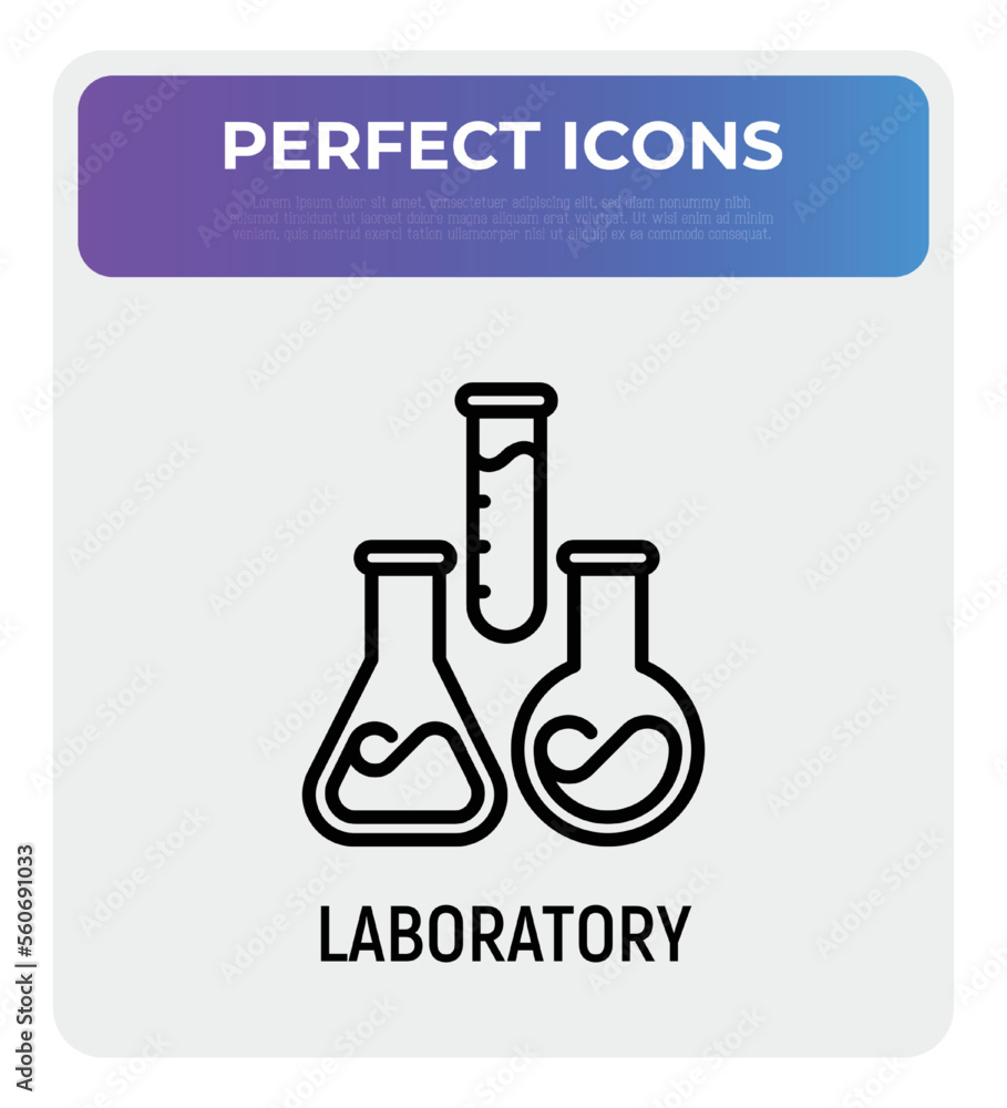 Poster laboratory symbol: test tubes in different shapes. thin line icon. modern vector illustration for la