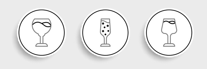 Set line Wine glass, and Glass of champagne icon. Vector