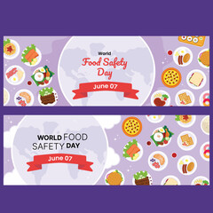 world food safety day on june 7 business brochure flyer banner desgn horizontal template vector, cover presentation abstract, modern publication poster and flag-banner, layout in rectangle size.