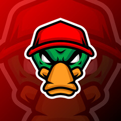 vector graphics illustration of a baseball duck in esport logo style. perfect for game team or product logo