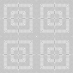Lines geometric seamless pattern. Black and white simple background. Striped repeat abstract textured backdrop. Geometry shapes, stripes, lines, squares, zigzag. Modern structured linear design