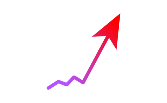 上昇する矢印　アップダウン　繰り返し　右肩上がり