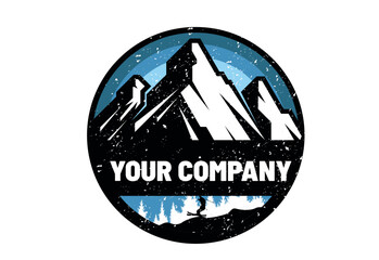 Mountain Ski Badge Vector
