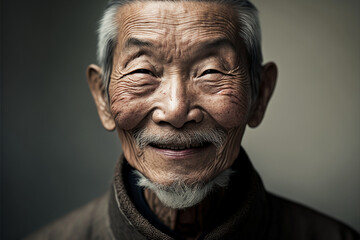 Beautiful elderly man in front of a background