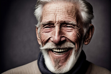 Beautiful elderly man in front of a background