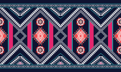 Abstract ethnic geometric flower pattern design pattern for background,fabric,wrapping,clothing,carpet,wallpaper,clothing,wrapping,batik,fabric