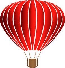 Illustration of isolated flying hot air balloon on a white background.