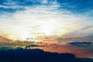 Beautiful religious image.bright light from heaven, light of hope and happyness from skies.Soft focus.Religion concept.