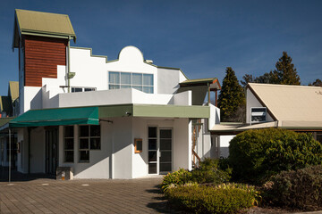 Fototapeta premium Colorful building exterior in Te Anau, New Zealand 