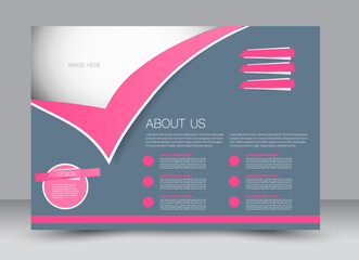 Flyer, brochure, billboard, magazine cover template design landscape orientation for education, presentation, website. Pink and grey color. Editable vector illustration.