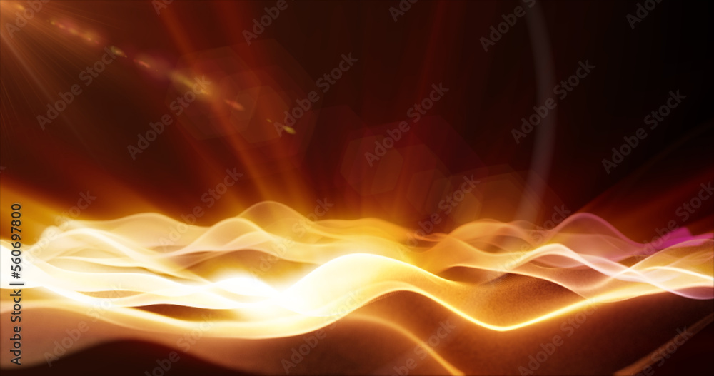 Aufkleber abstract background wave of yellow futuristic hi-tech grains of sand waves dots pixel particles flyi