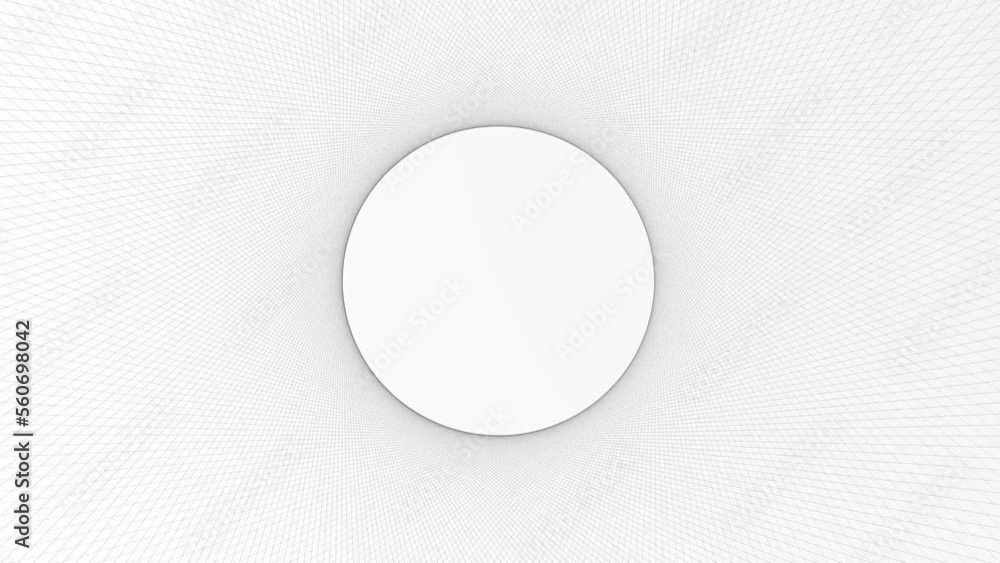 Poster circle badge with spining lines grid net background loop. elegant title with place for text seamless