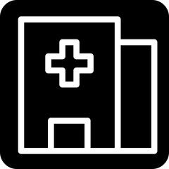 Solid hospital center building icon