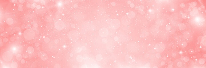 Soft pink bokeh background. Abstract banner with circles and flashes