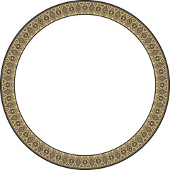 Vector round Indian patterns. National circle ornaments, borders, frames. golden decorations of the peoples of South America, Maya, Inca, Aztecs. Print for fabric, paper, textile..