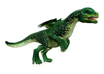 3D Rendering Fairy Tale Dragon on White