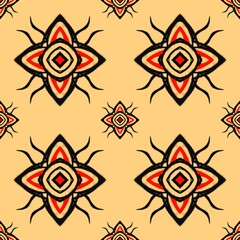 Draw black and red lines with yellow background, Design, Fabric patterns, Patterns for use as background.