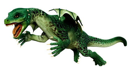 3D Rendering Fairy Tale Dragon on White