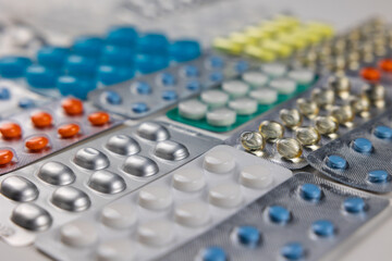 Healthcare concept photo with pills or tablets in the plastic blisters