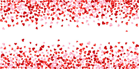 Papercut rosy heart symbols flying background design. Festive decorative elements. Postcard