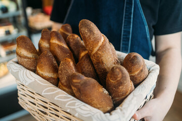 Basket with freshly bread