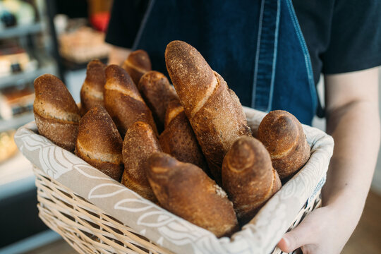 Basket with freshly bread
