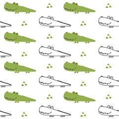 Hand drawing cute crocodile seamless pattern vector illustration for the t-shirt