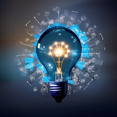 A light bulb design. The concept of ideation. AI Generative art