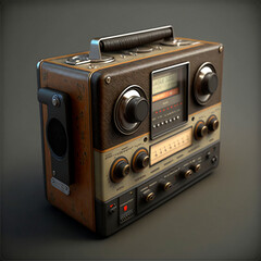 A non-existent model of a vintage audio player. High quality illustration