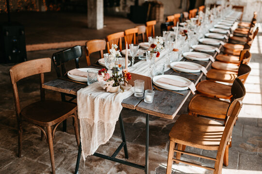 Bohemian Wedding Table with flowers and candles