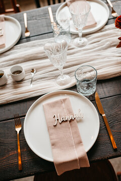 Christmas name tag on a plate
