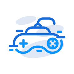 Controler technology icon with blue outline style. Concept, digital, data, abstract, network, internet, tech. Vector Illustration