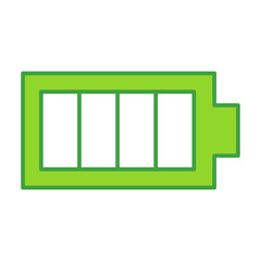 Battery technology icon with green outline style. Concept, digital, data, abstract, network, internet, tech. Vector Illustration