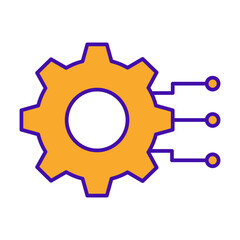 Setting technology icon with orange purple outline style. Concept, digital, data, abstract, network, internet, tech. Vector Illustration