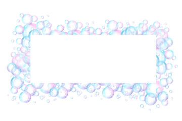 rectangle square frame of soap bubbles drawn with digital watercolor